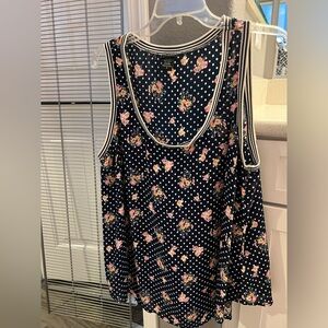 Navy polkadot and floral sheer tank